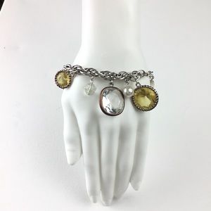 Talbots Bracelet Large Glass Jewels + Faux Pearls